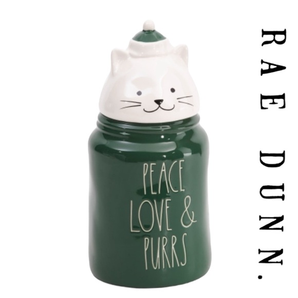 Rae Dunn Peace Love & Purrs Figural Cat Canister - Picture 1 of 4